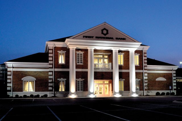 Sparta Office building at night time.