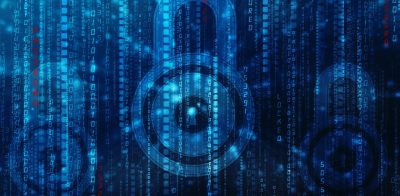 Security concept: Lock on digital screen, cyber security concept background.