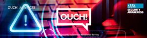 An exclamation point with person typing on keyboard.