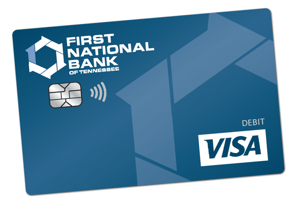 FNB Debit Card with FNB logo, chip-enabled card, and Visa Logo.